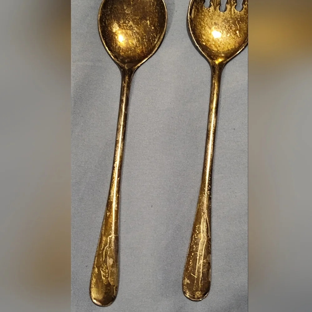 Vintage Salad Toss Set (Italy, Silver Plated)
